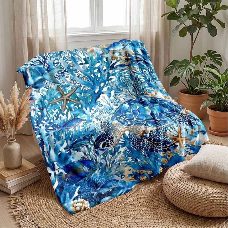 Ocean Life Adventure 2 Theme blanket Lightweight Warm Flannel Blanket Decorative Throw Blanket for Home Decoration