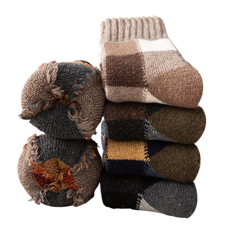 5 Pairs of Men's Autumn and Winter Thick and Velvet Warm Wool Ring Wool Tube Socks