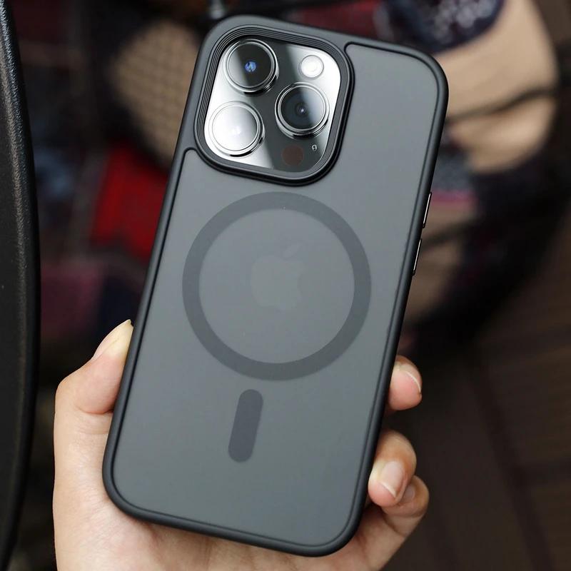 Transparent Magsafe Matte Phone Case For iPhone 16 15 14 13 12 11 Pro Max Plus Magnetic Shockproof Bumper Cover