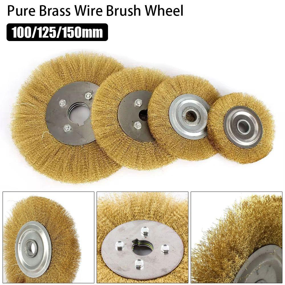 

1Pcs Metal Polishing Abrasive Tool Copper Wire Wheel For Metal Derust Wood Deburring 100mm