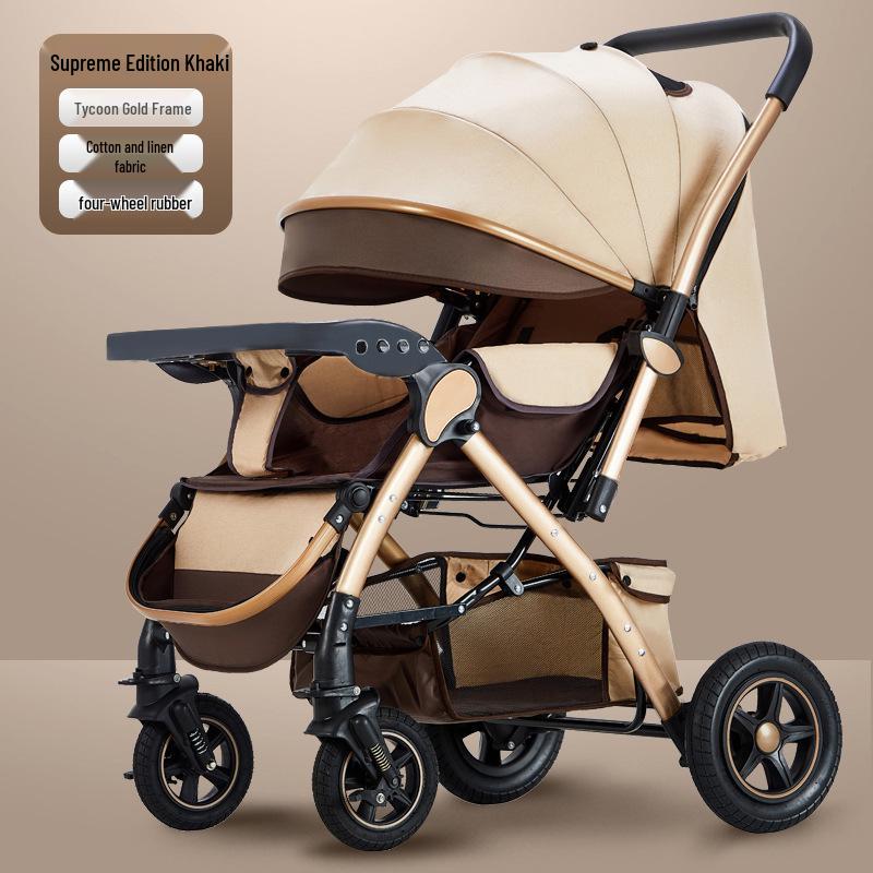 Lekki Składany Wózek Dziecięcy i Niemowlęcy z Regulacją Oparcia i Wysokim Stelażem