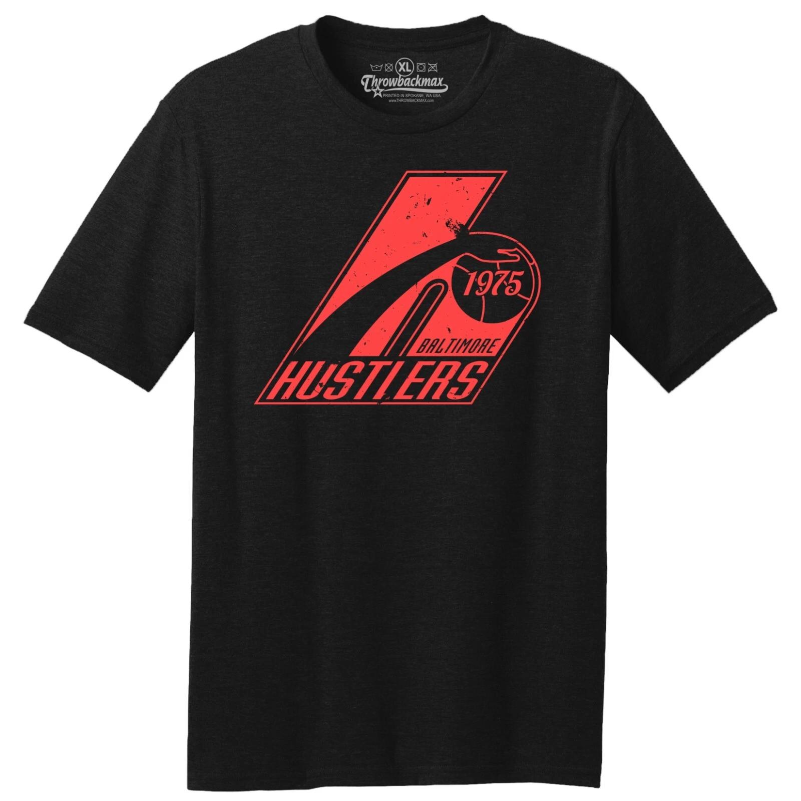 

Baltimore Hustlers 1975 ABA Logo Basketball TRI-BLEND Tee Shirt - Solid Black 4XL