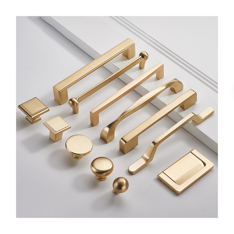 128mm Good Quality Die Casting Brushed Polished BrushedBrass Modern Design Luxury Kitchen Cupboard Cabinet Door Handle
