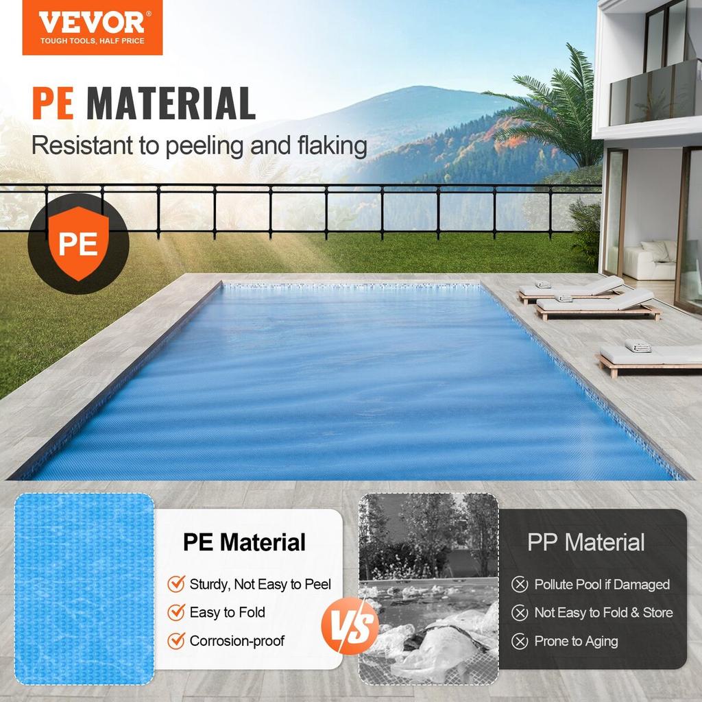 Solar Pool Cover, 40 X 20 Ft Rectangle Solar Blanket for Pools, Inground Above Ground Swimming Pool Solar Cover, 12 Mil Solar Covers Blue