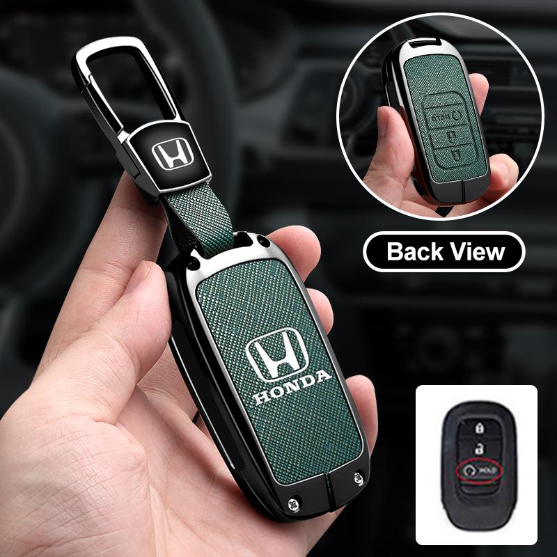 Leather Car Remote Key Case Cover Protector Key 2/3/4 Buttons Shell Fob Keychain For Honda Civic Accord HR-V CR-V CRV 2022 2023