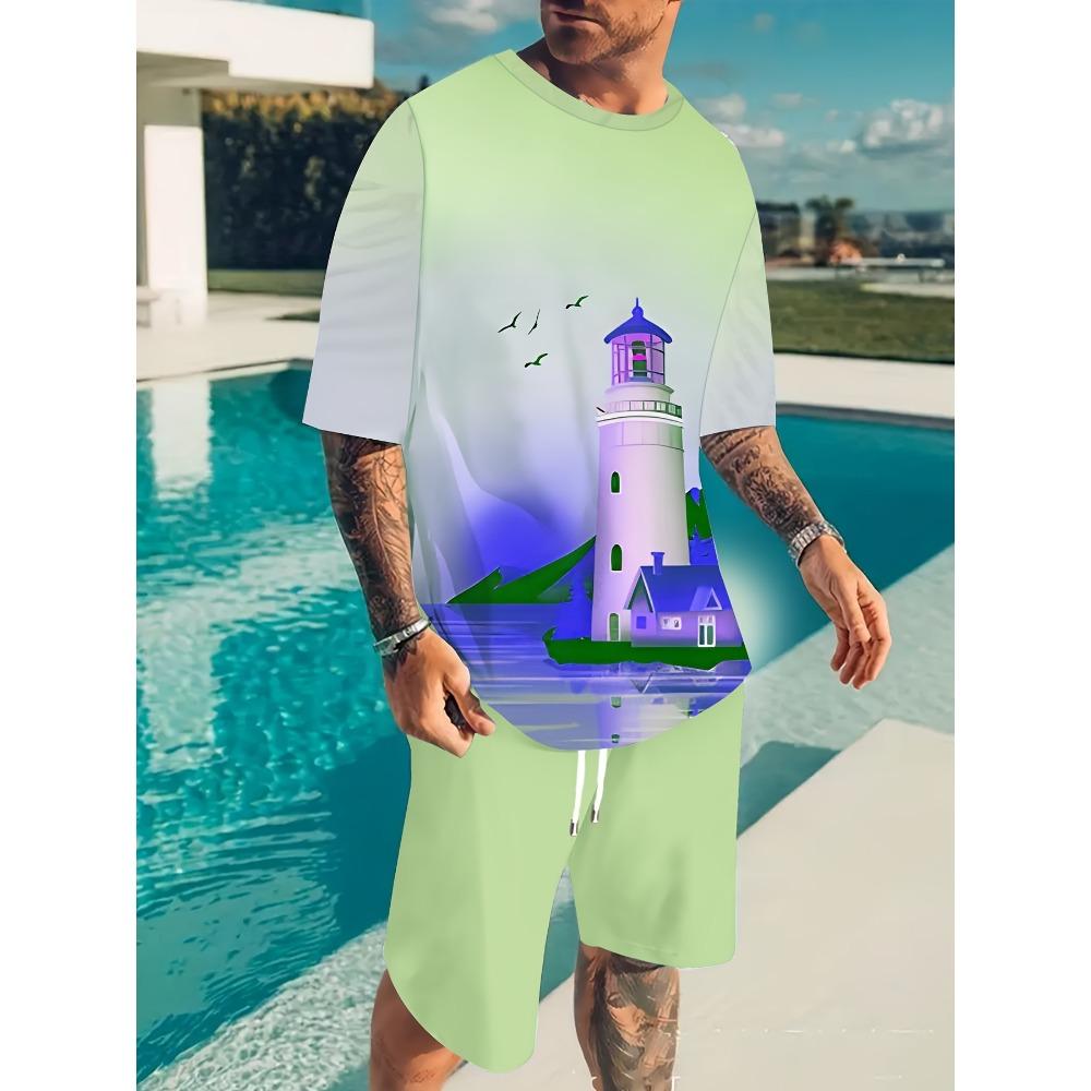 Plus Size 3D Digital Printing Men s Summer Casual Suit S