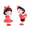 2Pcs Couple Sculptures Adorable Sweet Expression Sportswear Decorative Vivid Little Boy Girl Kiss Statues Wedding Decoration