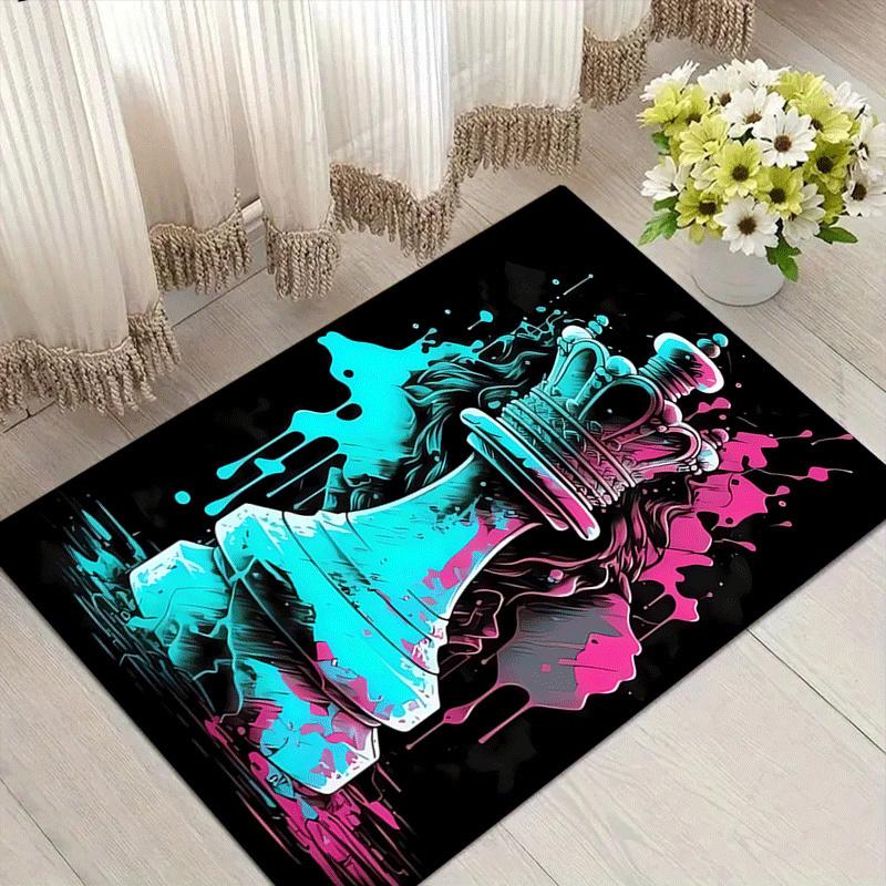 

1pc Chess Print, Design Area Rug - Soft, Anti-Slip, and Durable Gaming Room Decor for Bedroom, Living Room 60cm by 90cm
