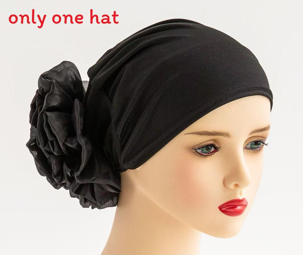 

Ladies Big Flower Decorated Hat With Comfortable Polyester Material For All Seasons чёрный