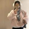 Women's Korean Style Solid Color Stand Collar Short Cotton-Padded Winter Bread Jacket - Loose, Versatile, and Thickened for Students.
