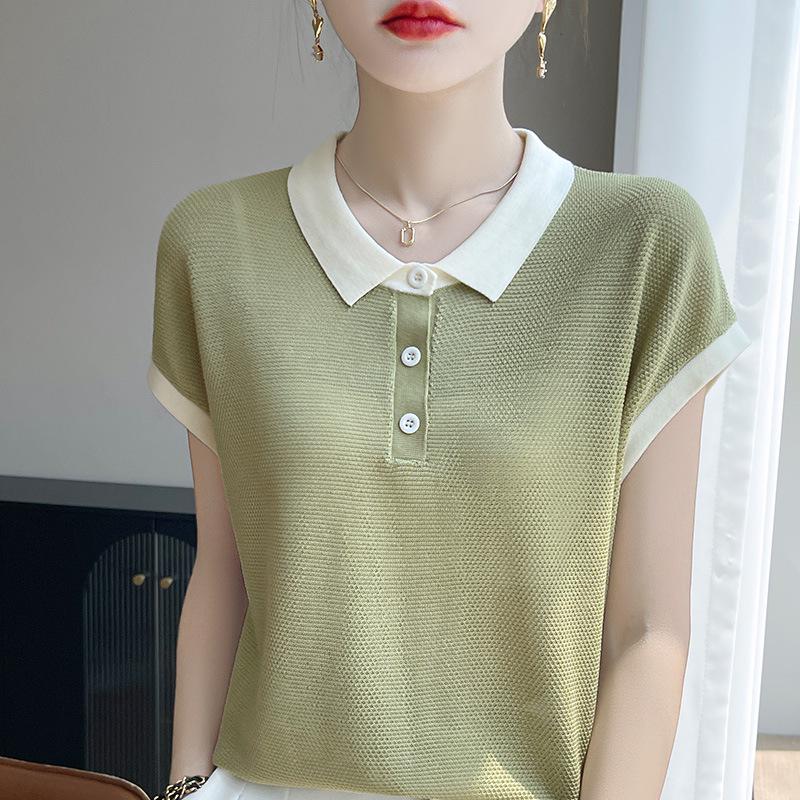 Women's Color Block Lyocell Tencel Knit Polo - Plus Size, Short Sleeve, Summer 2025 Collection