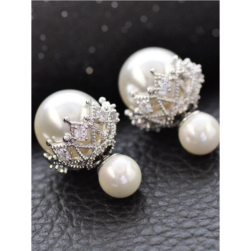 Simple Graceful 925 Sterling Silver Refreshing Pearl Stud Earrings