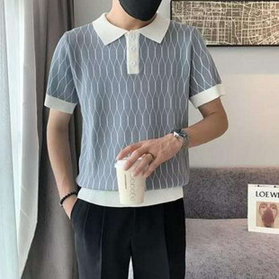 Men's Ice Silk Mesh Polo Shirt - Short-Sleeved, Lightweight, Summer Top with Shirt Collar