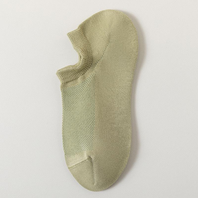 Women's Summer Thin Mesh Pure Color Breathable Sweat Absorbing Antibacterial Deodorant Short Boat Socks