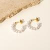 Yori Fashion Imitation Pearls Stainless Steel Hoop Earrings for Women Temperament Charm Metal Trendy Waterproof Jewelry