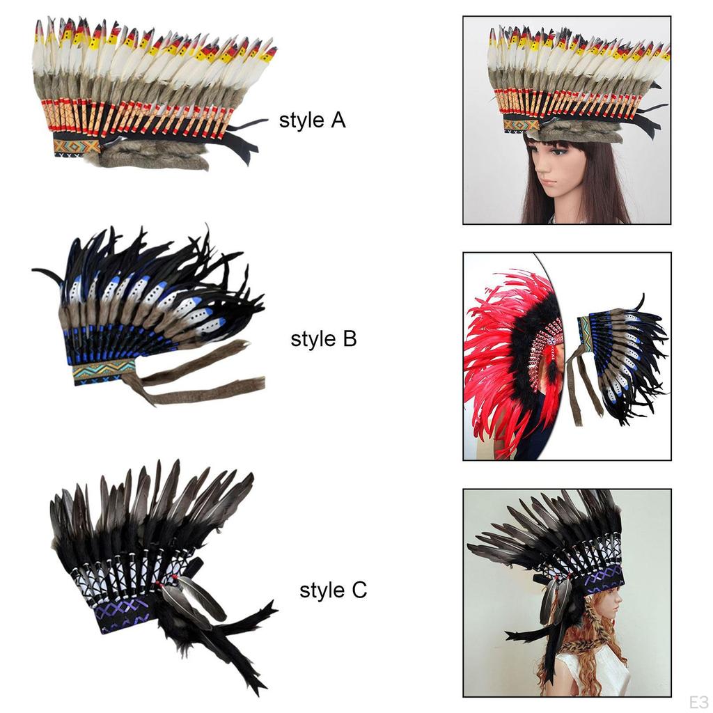 Native American Artificial Feather Headdress for Costumes Multipurpose