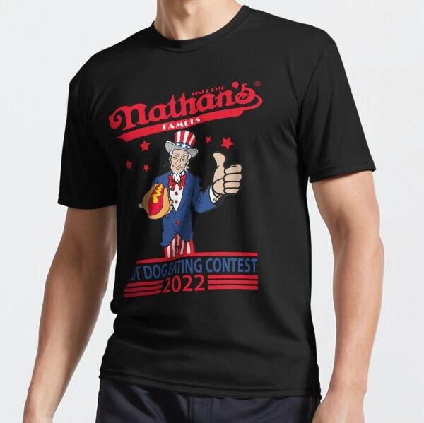 Nathan_s Famous Hot Dog T-Shirt Funny Logo American Men s T-Shirt S to 5XL 2XL