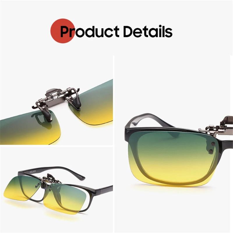Non-polarized Vintage Clip On Flip Up Sunglasses Women Men Clip Use Day and Night Glasses Driving Fishing Outdoor Sports Sun Glasses