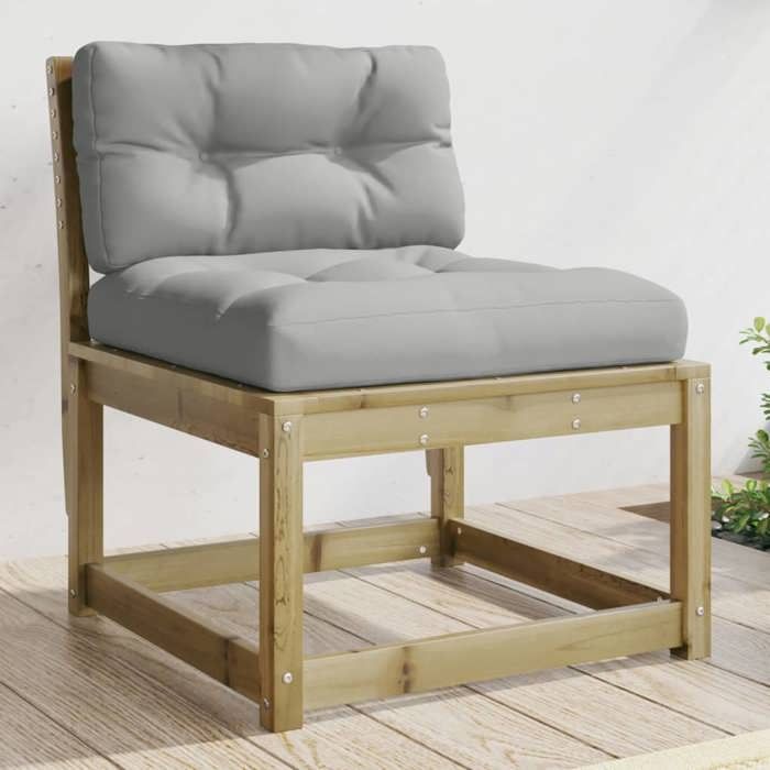 VidaXL Canapé d'Angle de Jardin avec Coussins, Siège de Terrasse avec Dossier, Chaise Modulaire de Patio Salon, Bois Massif 844693