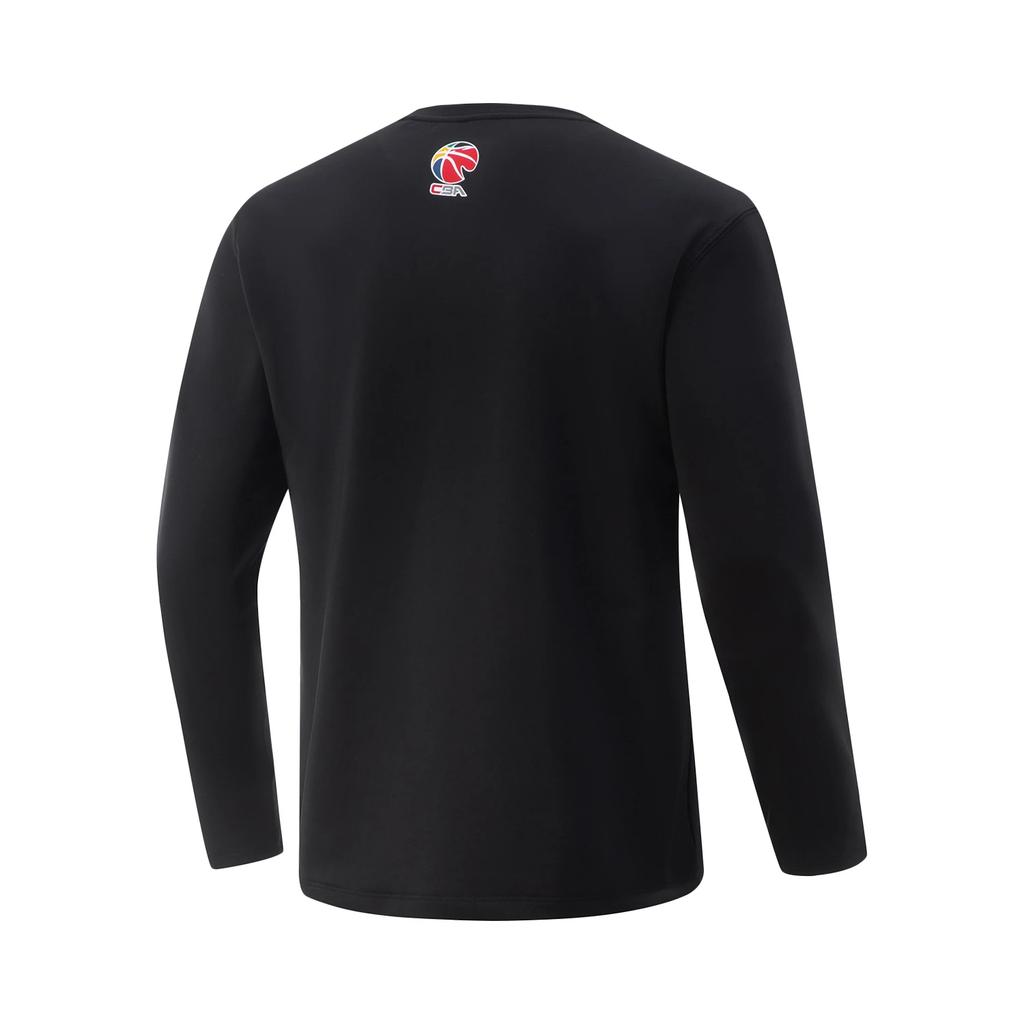 LiNing Basketball Series Color Block Letter Round Neck Comfortable Breathable Versatile Long Sleeve T-Shirt Men Tops Black AHSVA49-4