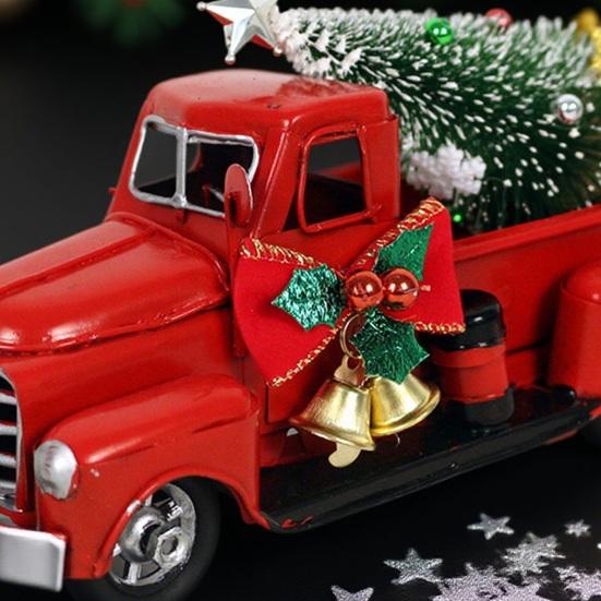 Christmas Ornament Retro Car Model Xmas Tree Bell Decor Anti-Rust Paint Surface Home Office Decoration