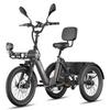 Triciclo Eléctrico de Carga FAFREES F20 Mate II para Personas Mayores, Batería Extraíble de 48V 25Ah, Cestas Delantera y Trasera