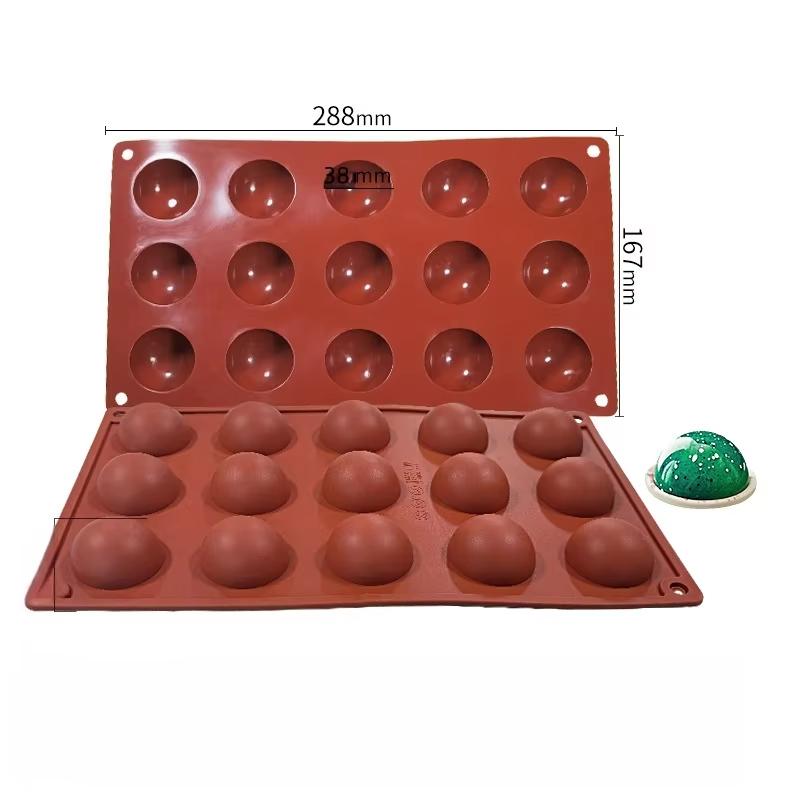 Silicone Half Sphere Baking Mold Reusable 6/15/24 Holes Non-Stick for Ice Cream Chocolate Holiday Baking DIY Gift Making