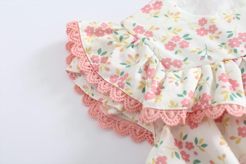 Romper Bodysuit Jumpsuit Summer Flower Floral Baby Newborn Hat Set Girls Pink 6Months [Misia Luxury] [27146-27155]