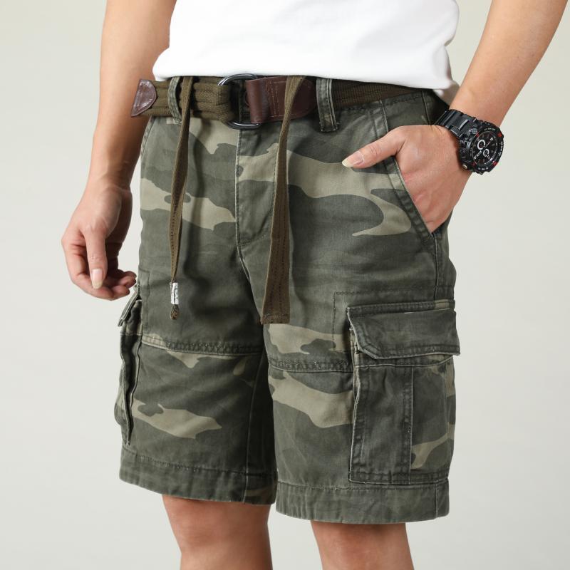New Men's Camouflage Cotton Cargo Shorts – Trendy Summer Casual Straight-Leg Trousers