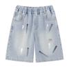 ZUOXI Boys' Artistic Ink Splash Distressed Denim Shorts