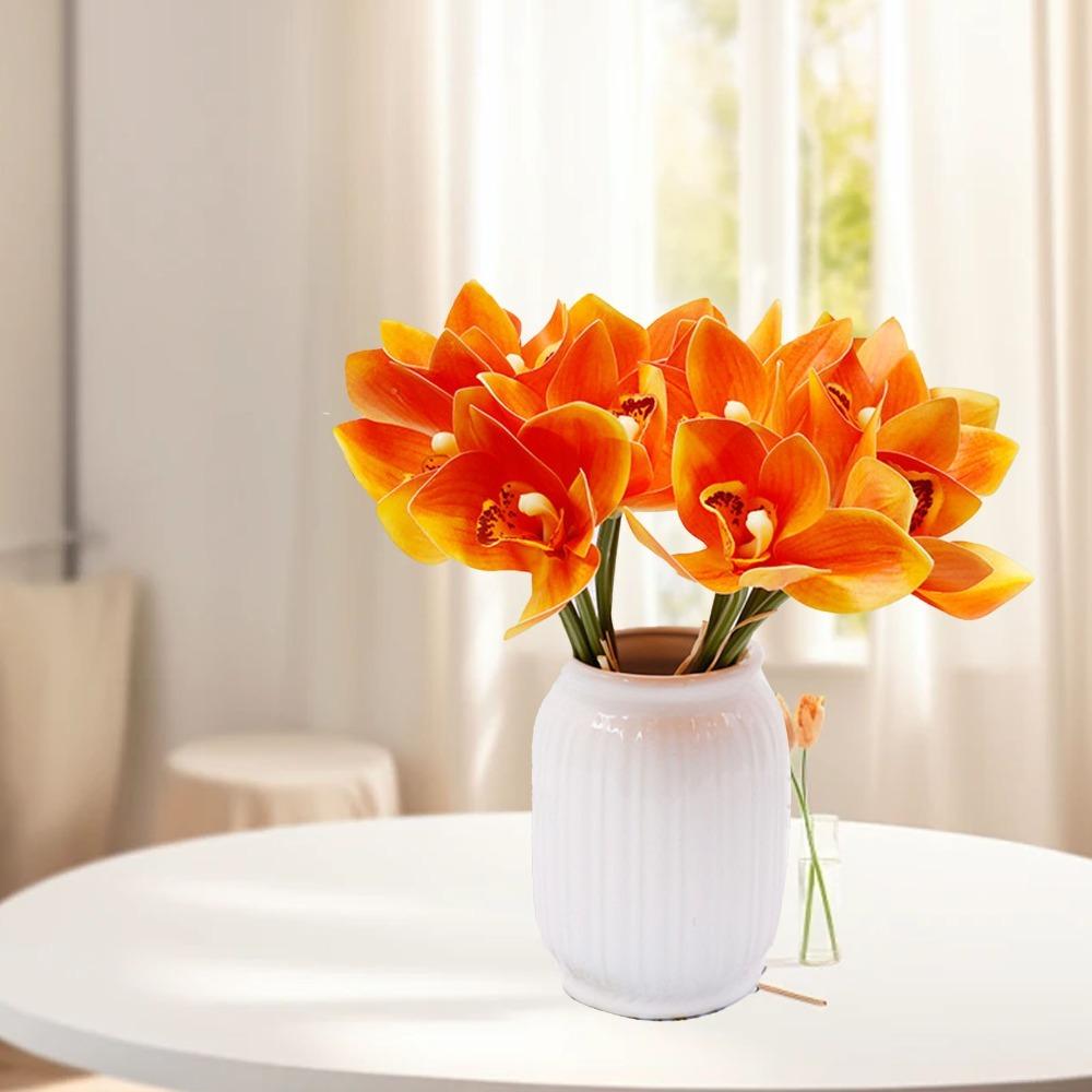 3D Printed Faux Orchid Decor Iron Wire Stem Fake Orchid Bouquet For Parties