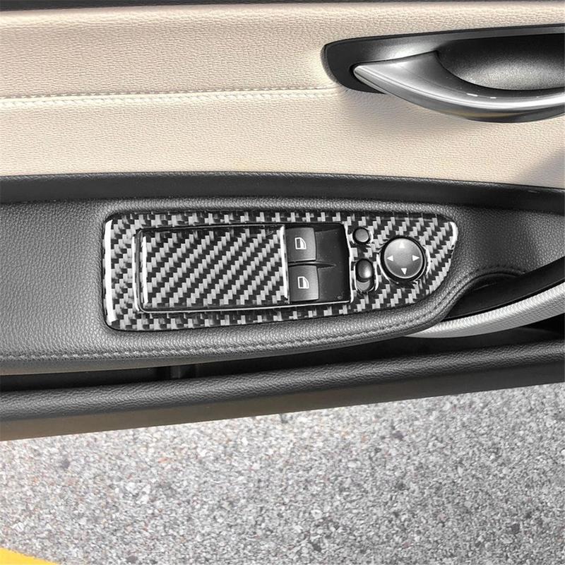 Carbon Fiber for BMW 1 Series E87 E81 E82 2008-2013 Window Lift Switch Panel Cover Trim Interior Accessories LHD