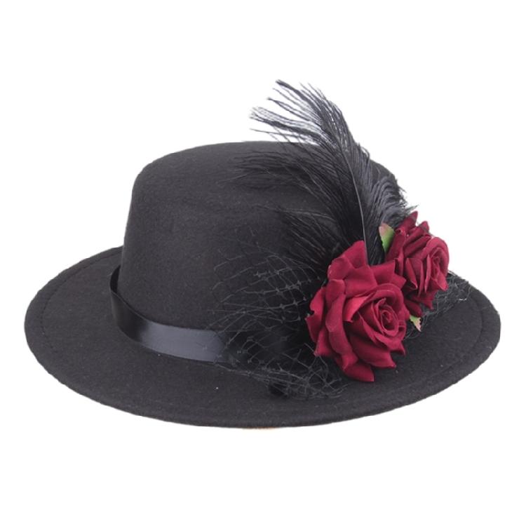 Steampunk Victorian Mini Top Hat Gothic Flower Feather Hat Halloween Cosplay Costume Party Hat for Womens Men Gift