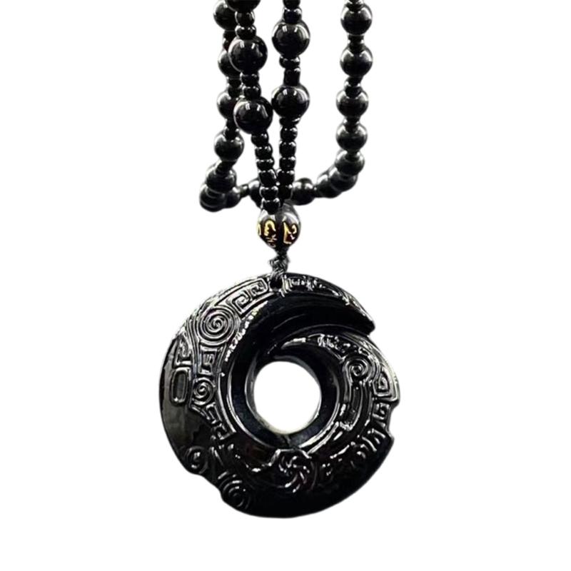 Delicata collana con ciondolo in ossidiana, gioiello da collo alla moda, girocollo, ornamento per l'uso quotidiano, appuntamenti e feste.