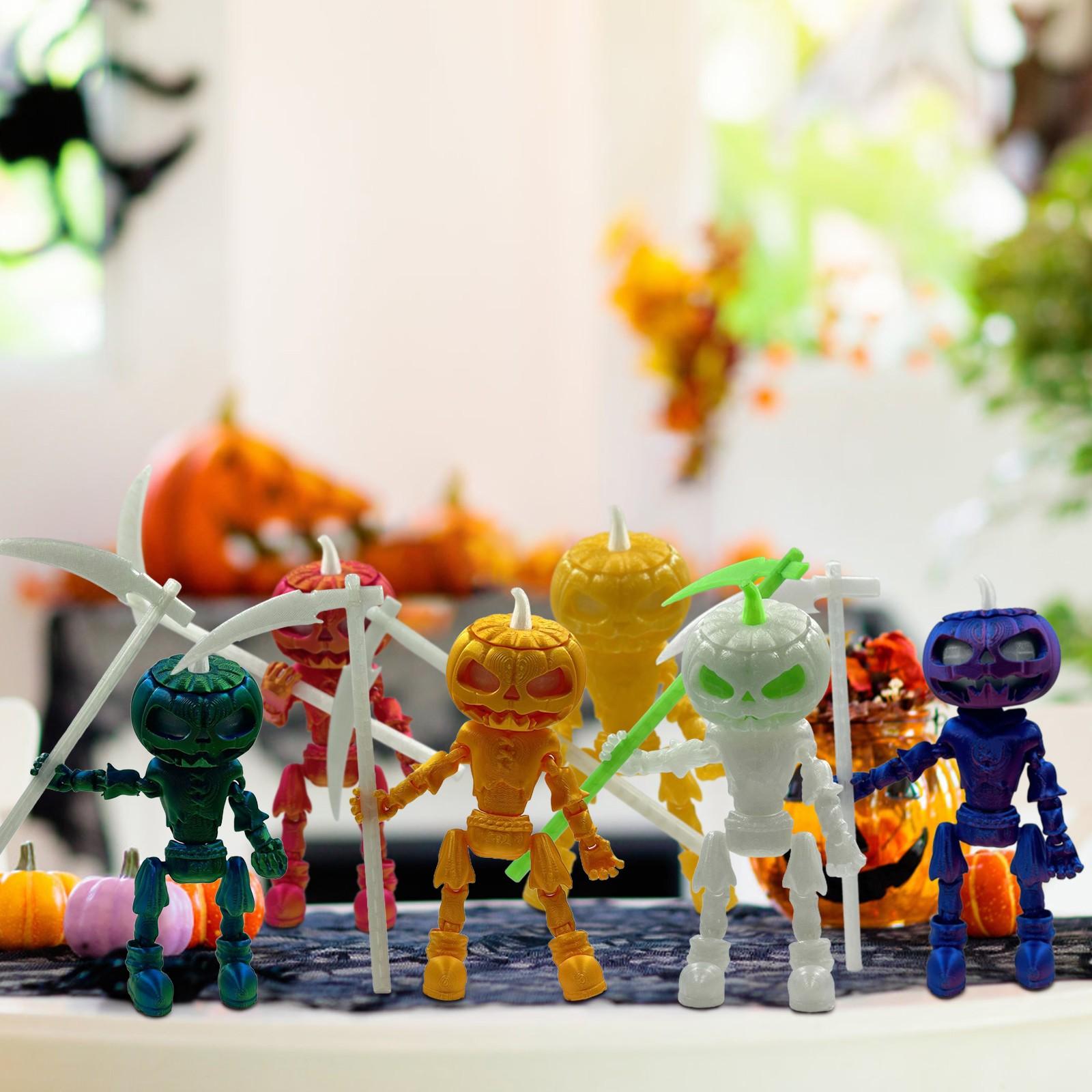 Украшения в виде черепов из тыкв на Хэллоуин с подвижными суставами и светящимися — фото 3