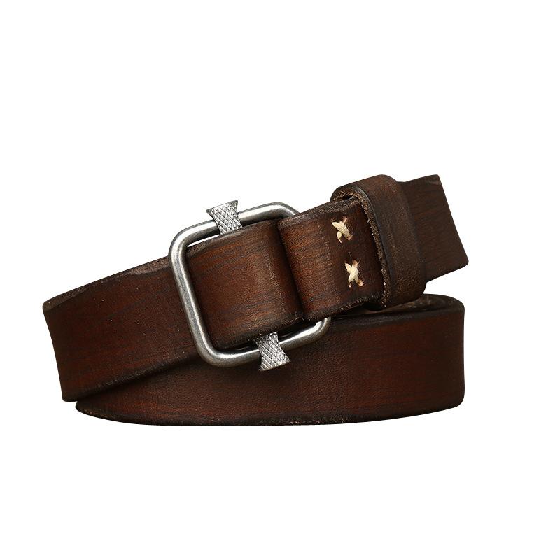 Personalized New Retro Versatile Belt Women'S Genuine Leather Non-Porous Toothless Smooth Buckle Pure Cowhide Belt Women'S Belt Tide