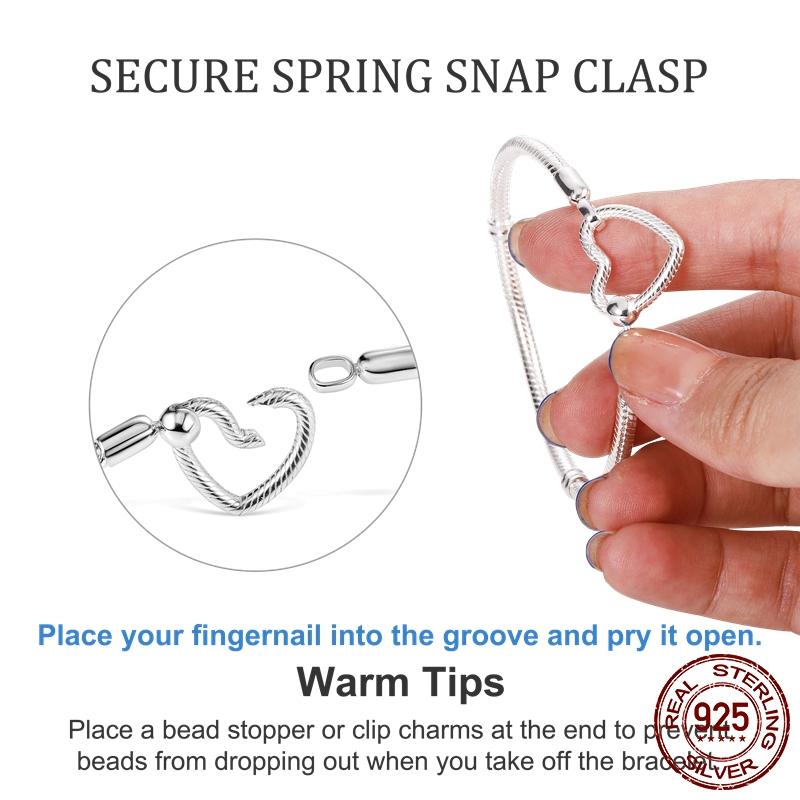 Trendy Femme Bracelet 925 Silver Moments Heart Closure Snake Chain Bracelet for Women Pulseras Mujer Jewelry Making