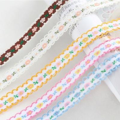 Lace Fabric Webbing Embroidery, Floral 1cm Handmade DIY Accessories Ribbon Clothing Decoration Jacquard Belt Length 3 Meters