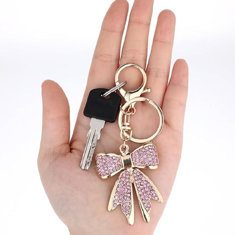 Shimmering Bowknot Keychain Rhinestones Decoration Alloy Metal Jewelry Accessory For Everyday Elegances
