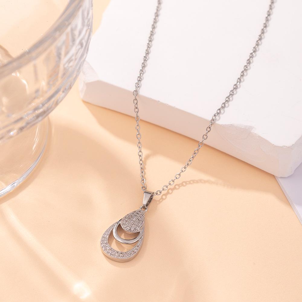 Kadın Lüks Titanyum Çelik Kolye Ucu Klavikula ve Uzun Kazak Kolyesi - Niş Tasarım