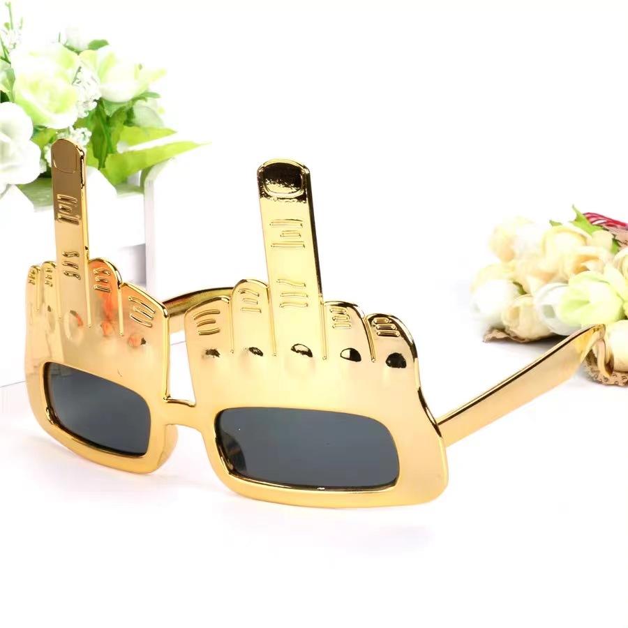 Party Wacky Sunglasses Novelty Standing Middle Finger Funny Decoration Party Sunglasses Golden