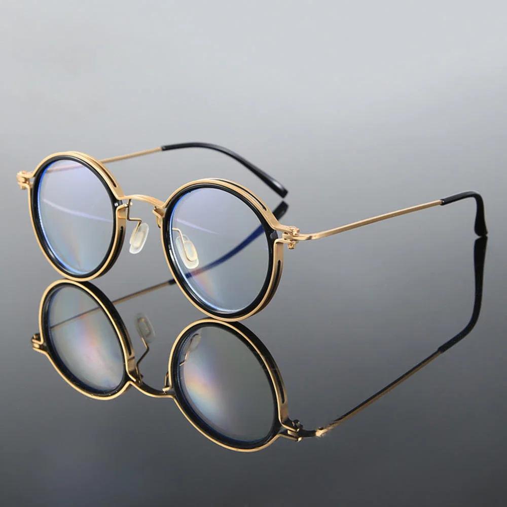 Vintage Anti Blue Light Glasses Óculos Men Luxury Round Frame Clear Lens Blue Light Blocking Men Women Metal Glasses Okulary