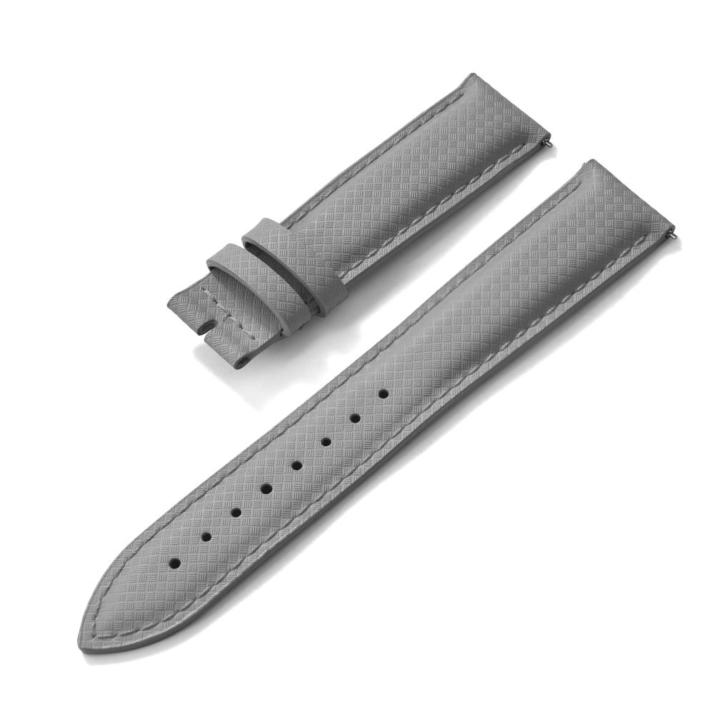 STAPELP 18mm 19mm 20mm 22mm Sailcloth Strap FKM TOP+Leather Base Tropical Texture Rubber Watch Bands Quick Release Pin Buckle