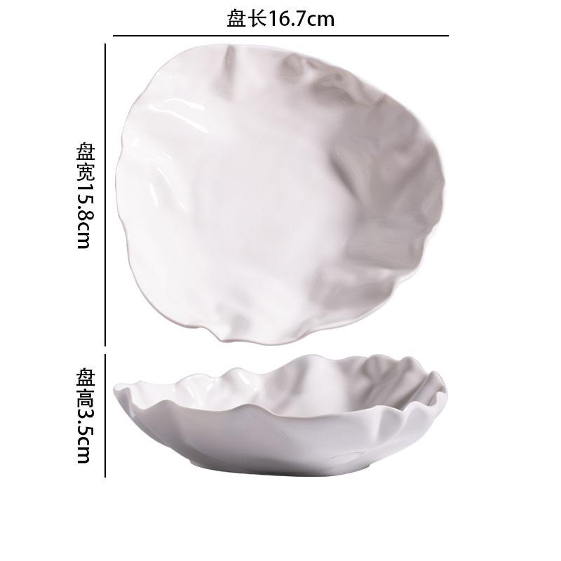 10 Inch European White Ceramic Western Steak Plate Pleated Irregular Soup Bowl Home Fruit Salad Dessert Plate Kitchen Tableware