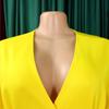 Large Size Women Summer Fashion Solid Dress Ladies Sexy One Piece V Neck Slit Dress with Belt