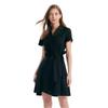 GOELIA Pleated V-Neck A-Line Short Dress