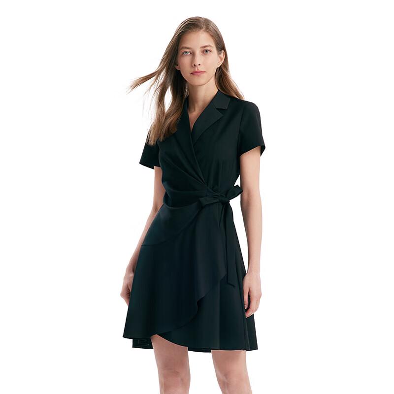 GOELIA Pleated V-Neck A-Line Mini Dress