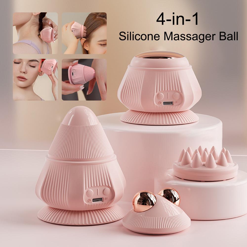 Pallina Elettrica Multifunzione 4-in-1 per Massaggio Corporeo Vibrazione Pallina Fasciale Massaggiatore per Collo Schiena Vita Testa Rilassamento Musc