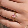 European and American New Fashion Crown Shape Pink Heart-shaped Zircon Inlaid Personalized Luxury Court Style Women's Ring