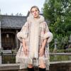 Autumn and Winter Thickened Hooded Plaid Warm Cloak Knitted Plush Versatile Thickened Versatile Tassel Shawl Women's